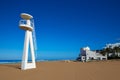 Denia beach Las Marinas baywatch tower in El Moli