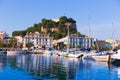 Denia Port with castle hill Alicante province Spain Royalty Free Stock Photo