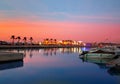 Denia port sunset in marina at Alicante Spain Royalty Free Stock Photo