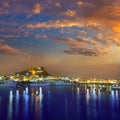 Denia port sunset in marina at Alicante Spain Royalty Free Stock Photo