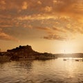 Denia port sunset in marina at Alicante Spain Royalty Free Stock Photo