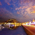 Denia port sunset in marina at Alicante Spain Royalty Free Stock Photo