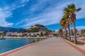 Denia Spain castle viewed from marina Alicante mountain and beautiful blue sky