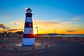Denia sunset lighthouse at dusk in Alicante Royalty Free Stock Photo
