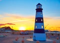 Denia sunset lighthouse at dusk in Alicante Royalty Free Stock Photo