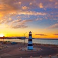 Denia sunset lighthouse at dusk in Alicante Royalty Free Stock Photo