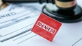 Denied Application. Red Stamp On Document With Gavel In Background. Rejection Of Request Royalty Free Stock Photo