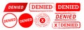 Denied label stamp badge set collection of red sticker deny rejection seal vector graphic Royalty Free Stock Photo