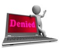 Denied Laptop Showing Rejection Deny Decline Royalty Free Stock Photo