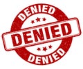 denied stamp. denied label. round grunge sign