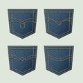 Denim back pockets with various topstitching