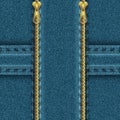 Denim background with zipper, divided into four zones.