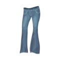 Denim Bell-bottom Female Trousers Vector Item. Trendy Fashion Concept For Female.