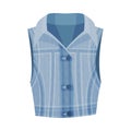 Denim Blue Buttoned Vest as Womenswear Vector Illustration