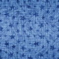 Denim Blue Color. Star Seamless Pattern. Indigo Texture. Repeat Stars Background. Repeated Jeans Modern Fabric. Abstract Patern. R