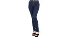 Denim blue jeans cotton pants skinny, Slim fit of legs standing longer body female Royalty Free Stock Photo