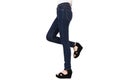 Denim blue jeans cotton pants skinny, Slim fit of legs standing longer body female Royalty Free Stock Photo