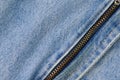 Denim blue jeans texture background with closed zipper Royalty Free Stock Photo