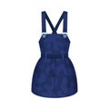Denim Blue Pinafore Dress with Shoulder Straps as Womenswear Vector Illustration