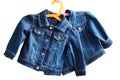 Denim child jackets on a white background