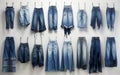 Denim Clothes in Different Washes.