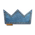 Denim crown shape with stitches. Jeans patch with seam. Royalty Free Stock Photo