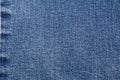 Denim fabric on background. Jeans classic blue texture. Top view, Copyspace for text