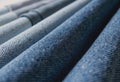 Denim fabric samples showcasing various washes and textures Royalty Free Stock Photo