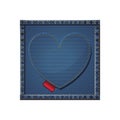 Isolated denim frame with heart design