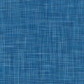 Denim French Linen Texture Background. Indigo Blue Dye Fibre Seamless Pattern. Organic Yarn Close Up Weave Effect Fabric for