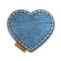 Denim heart shape with stitches. Jeans patch with seam. Royalty Free Stock Photo