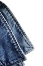 Denim indigo blue jeans jacket collar, isolated macro closeup Royalty Free Stock Photo