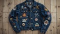 Denim Jacket Adorned with Patches Royalty Free Stock Photo