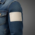 A denim jacket with contrasting stitching and metallic buttons, featuring a rectangula Royalty Free Stock Photo