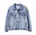 Denim jacket isolated. Blue jean coat on white background.Fashion clothes