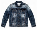 Denim Jacket Isolated on White Textured Wash Blue Apparel Royalty Free Stock Photo