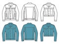 Denim Jacket. Vector set of Denim Jackets clothes isolated on white Royalty Free Stock Photo