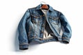 Denim jacket on a white background. 3D rendering. Isolated