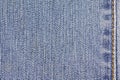 Denim jeans fabric texture background with seam.