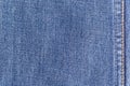 Denim jeans fabric texture background with seam for clothing, fashion design and industrial construction concept Royalty Free Stock Photo