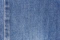 Denim jeans fabric texture background with seam for clothing, fashion design and industrial construction concept Royalty Free Stock Photo