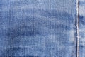 Denim jeans fabric texture background with seam for clothing, fashion design and industrial construction concept Royalty Free Stock Photo