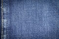 Denim jeans fabric texture background with seam for design.