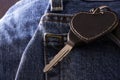 Denim Jeans with Key Chain Royalty Free Stock Photo