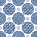 Denim jeans texture seamless pattern with circles. Fashion print for textile fabric or wrapping Royalty Free Stock Photo