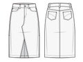 Denim Midi Skirt with five pockets fashion flats