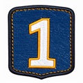 Denim Number One Patch on White Background Detailed Stitching and Border Royalty Free Stock Photo