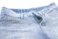 Denim Pants, Broken zipper pants. Royalty Free Stock Photo