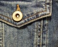 Denim patch pocket with button close up Royalty Free Stock Photo