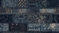 Denim Patchwork Textile, Intricate and Textured, Rustic Decorative Material, Seamless Pattern Royalty Free Stock Photo
